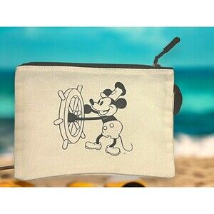 Disney Mickey Mouse Steamboat Willie Pencil Makeup Cosmetic Case Bag Pouch New